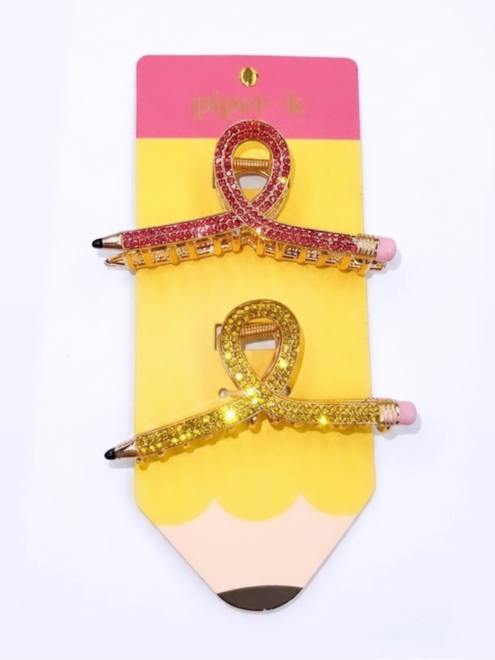 NWT ⚜️💖⚜️ Piper K Back to school pencils shaped hair claw clips set of 2